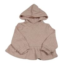 Ružová rebrovaná úpletová mikina s kapucňou zn. Peacocks