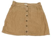 Hnědá manšestrová sukně s knoflíky F&F