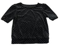 Čierne bodkovaná é trblietavé zamatové tričko Dunnes