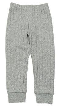 Šedé melírované žebrované úpletové tepláky