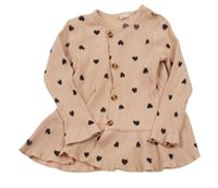 Růžová žebrovaná propínací tunika se srdíčky Shein