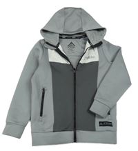 Sivo-světlešdo-tmavosivá sportovni/tepláková prepínaci mikina s kapucňou