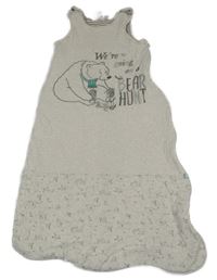 Béžový melírovaný zateplený spací pytel s medveďmi