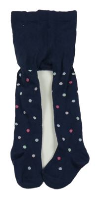 Tmavomodré puntíkaté punčocháče