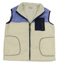 Krémovo-lila huňato/šusťáková vesta Primark