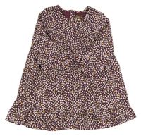 Vínové bavlnené šaty s listami TCM