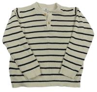 Béžovo-čierny pruhovaný sveter s gombíkmi H&M