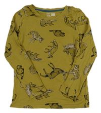Olivové triko se zvířaty Little Kids