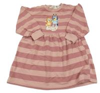 Starorůžové pruhované teplákové šaty s Bluey H&M