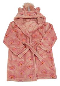 Staroružový plyšový župan s duhami a kapucí - jednorožec Matalan