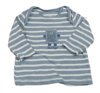 Modro-bílé pruhované žebrované triko s medvědem F&F