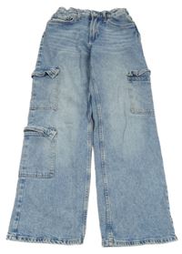 Modré široké cargo rifle H&M