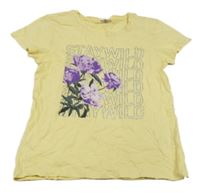 Žlté tričko s kvetinami a nápismi Page One Young