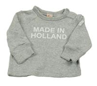 Šedé melírované triko s nápisem