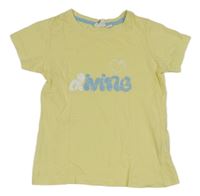 Žlté tričko s nápisom a srdcem Alive