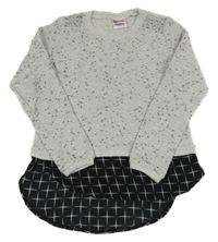 Sivý melírovaný trblietavý sveter s kamienkami a halenkou Yigga