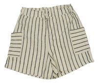 Smetanovo-černé pruhované teplákové kraťasy s kapsami LC Waikiki