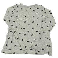 Šedé melírované triko se srdíčky a nápisem Primark