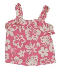 Ružový top s listami a volánem C&A