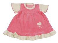 Ružovo-smotanové zamatové šaty s balónky a bodkami