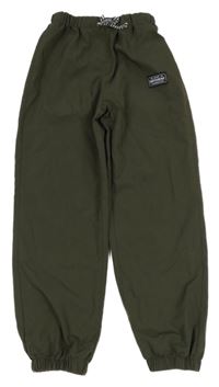 Khaki šušťákové cuff nohavice s nášivkou