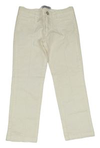 Smotanové plátenné crop nohavice