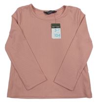 Nové - Starorůžové žebrované triko Primark