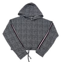 Čierno-sivá kockovaná crop mikina s kapucňou Matalan