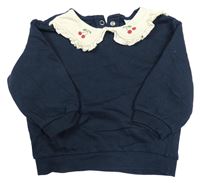 Tmavomodrá mikina s límečkem s třešněmi H&M
