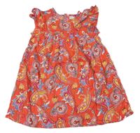 Červeno-farebné vzorované ľahké šaty Primark