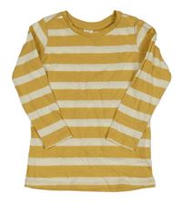 Hořčicovo-béžové pruhované triko H&M