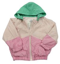Růžovo-zelená šusťáková jarní bunda s kapucí M&S