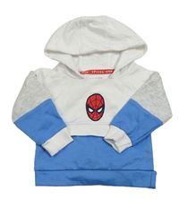 Bielo-modrá mikina so Spidermanem a kapucňou Marvel