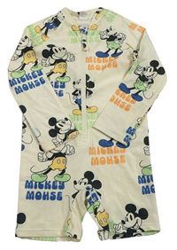 Smetanový vzorovaný UV overal s nápisy a Mickeym H&M