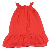 Neónově ružové šifónové šaty s mašličkou zn. H&M