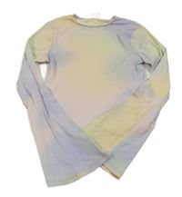 Lila-žlté rebrované crop tričko so zvonovými rukávy H&M