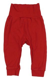Červené ľahké tepláky s nápisom H&M