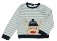 Modro-biely pruhovaný sveter so sobom Lupilu