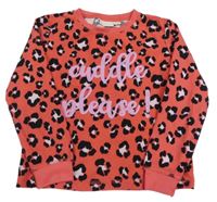 Červeno-černé leopardí pyžamové triko s nápisem alive