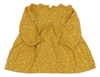 Okrové květované šaty 