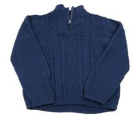 Tmavomodrý vzorovaný sveter so stojačikom M&S