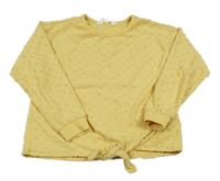 Žlté tričko s 3D bodky a uzlom H&M