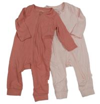 Nové -2x růžový žebrovaný overal F&F
