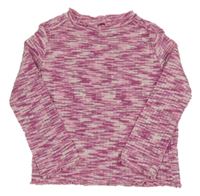 Růžové melírované žebrované úpletové triko H&M