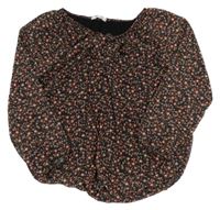 Černo-zelená vzorovaná šifonová halenka