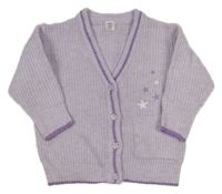 Lila prepínaci sveter s výšivkami hvězd Pep&Co