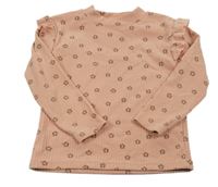 Ružové rebrované zamatové kvetované tričko