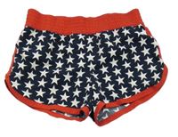 Tmavomodré plážové kraťasy s hviezdami a červeným lemem