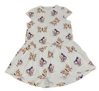 Biele šaty s farebnymi motýlikmi