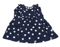 Tmavomodro-biele bodkovaná é šaty Matalan